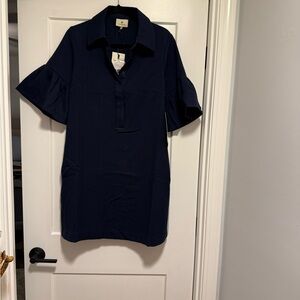 Tuckernuck Navy Crepe Massey Dress with pockets